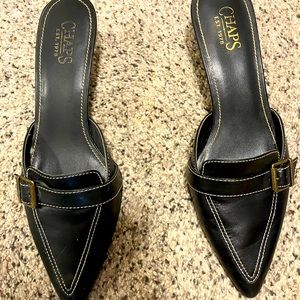Chaps, size 9 kitten heels with buckle accent and stitching.